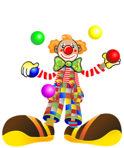 Abbildung eines Clowns, der jongliert