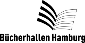 Logo der Bücherhallen Hamburg: 4 aufgeklappte Bücher übereinander.