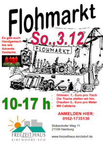 Veranstaltungsplakat Floharkt 3.12.23 Freizeithaus Kirchdorf-Süd.