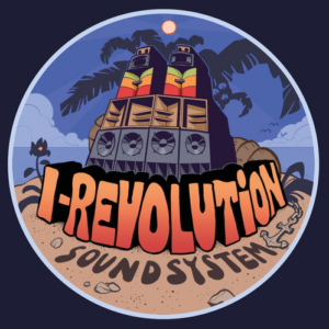 Veranstaltungsbild I-Revolution (Strandnacht, Palmen, ein Soundsystem in Raggae-Farben, ein dicker Schriftzug mit dem Namen)