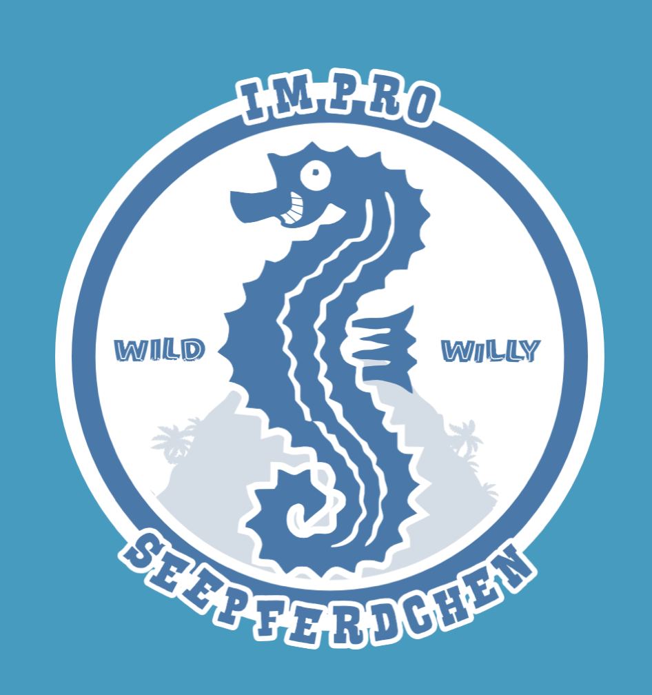 Logo des Wild Willy Seepferdchens (dem Schwimmabzeichen nachempfunden)