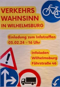 Veranstaltungsplakat Verkehrswahnsinn in Wilhelmsburg