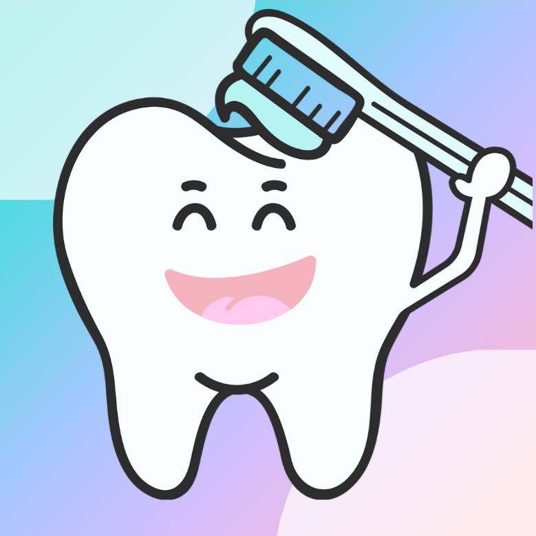 Illustration: Ein lächelnder Zahn putzt sich selbst