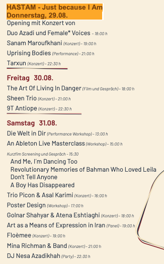 Das Programm des Festivals. Bildunterschrift: Das ganze Programm unter www.buewi.de. Flyer: BüWi