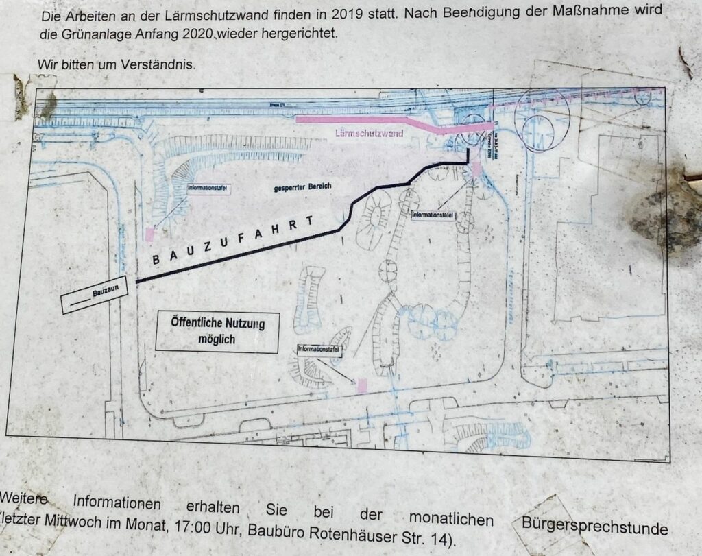 Eine Geländekarte mit Einzeichnung der geplanten Sperrung.