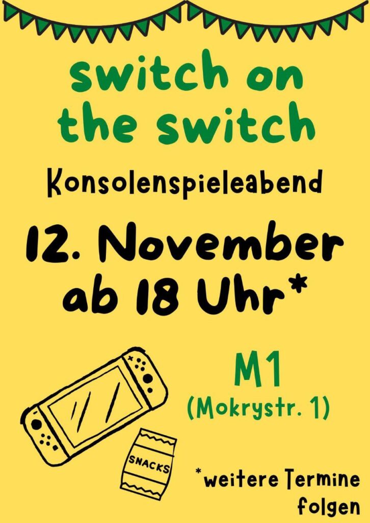 ein gelbes Ahrepic mit den VA Infos zu Switch on the switch