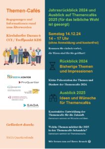 Flyer in blau, rosa, weiß mit Programm-Infos