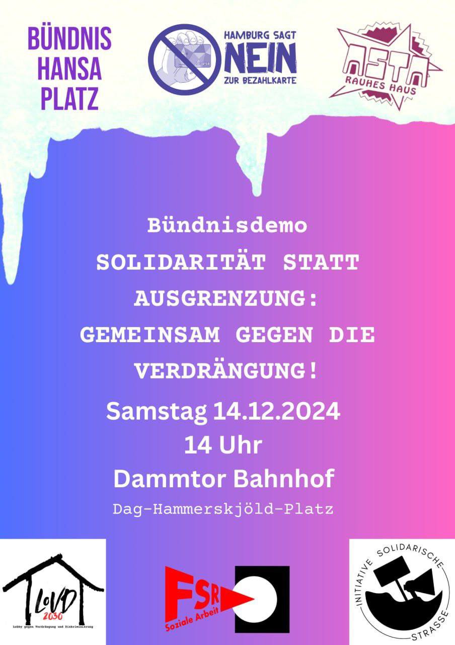 VA-Infos zur Demo auf blau-rosa Farbverlauf