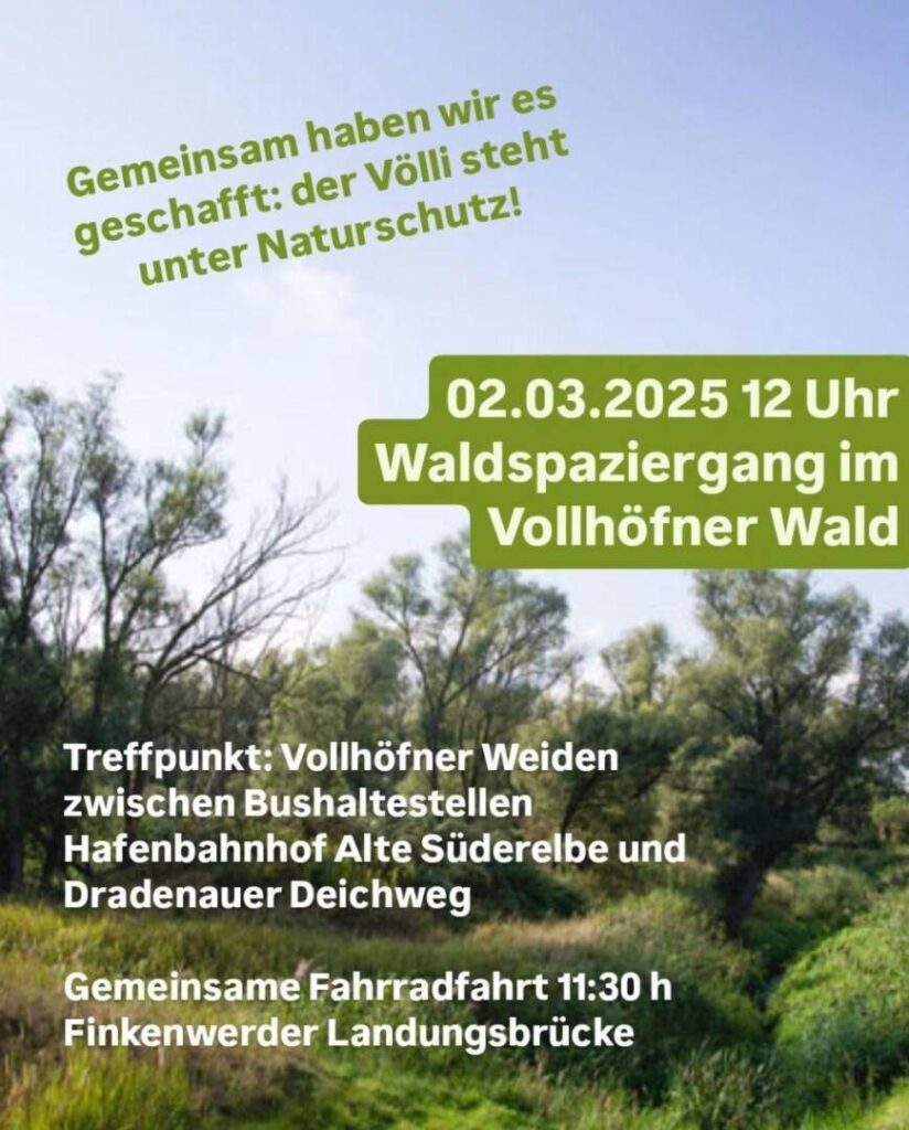 Im Hintergrund Wald und Himmel, davor der VA-Text