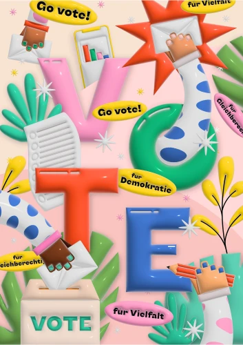 Bunte große Buchstaben: Vote