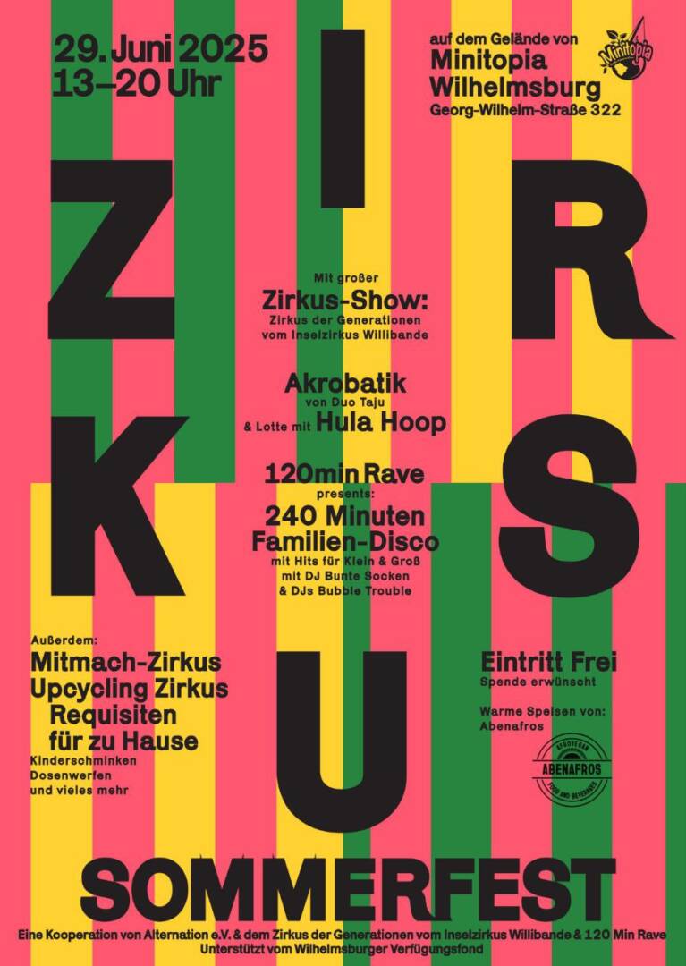 ein bunt gestreiftes Bild mit der Überschrift und näheren VA-Infos