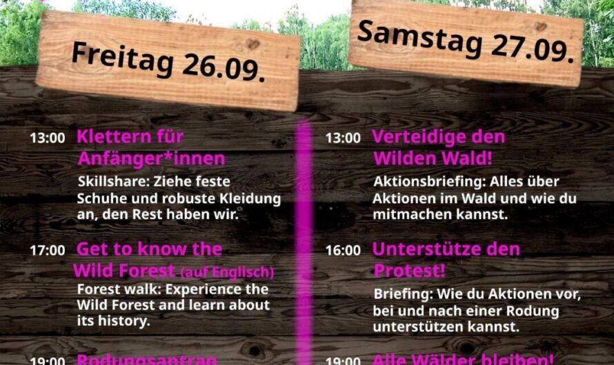 Mahnwache im Wilden Wald 26.09 – 05.10.