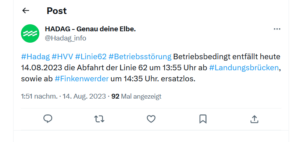 Screenshot der Störungsseite