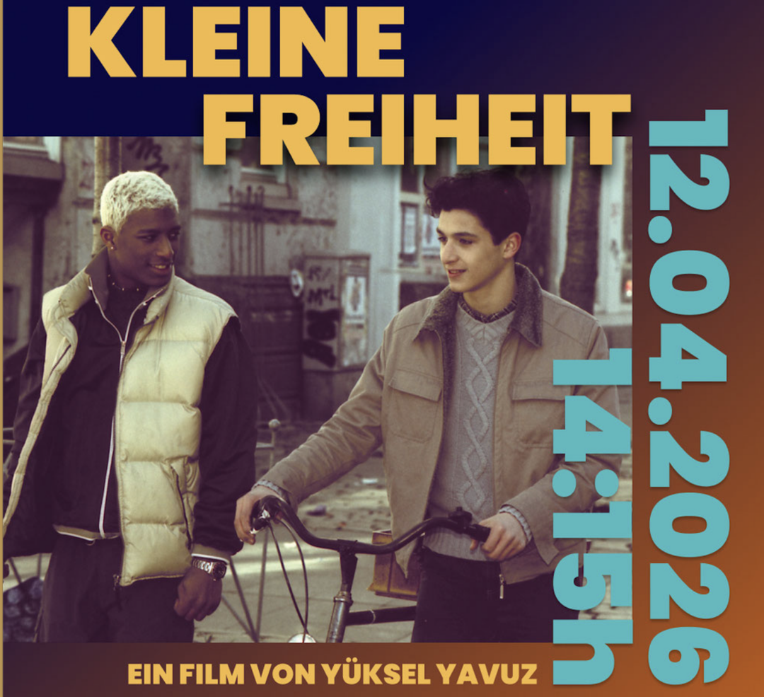 Kinolplakat: links geht CHernor, rechts mit einem Fahrrad, Baran