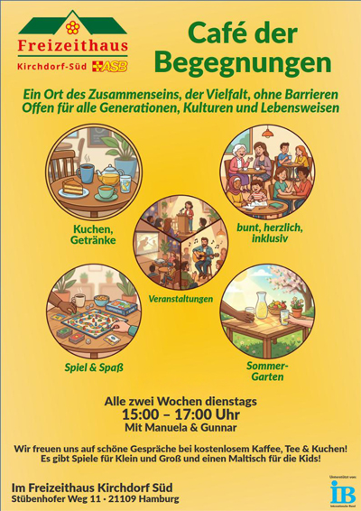 Anzeige Freizeithaus. für das Cafe der begegnungen.