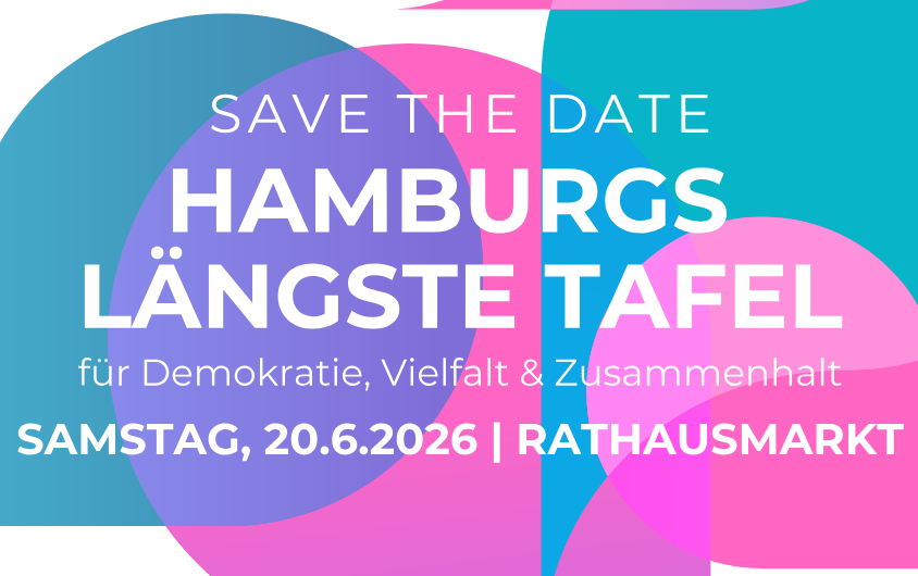 Hamburgs längste Tafel für Demokratie. Da sind WIR dabei!