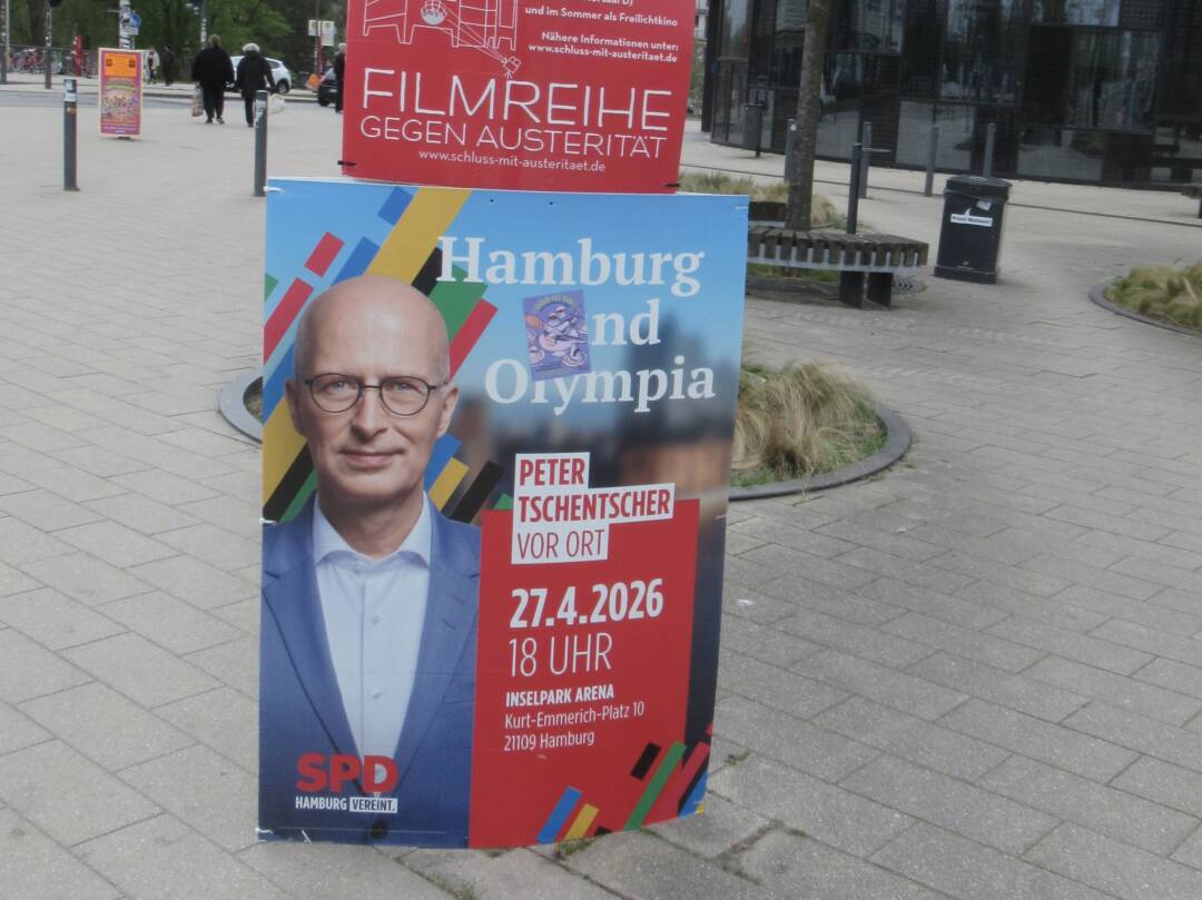 Zwei Nein und ein Ja-Plakat mit Aufruf zu Infoveranstaltungen 