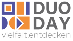Logo des DUOdays in blau, organge und grau.